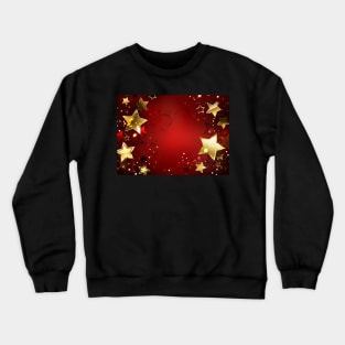 Red Background with Gold Stars Crewneck Sweatshirt